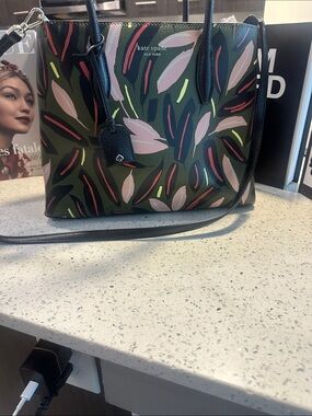 kate spade Olive Floral Print Tote with Pink Accents
